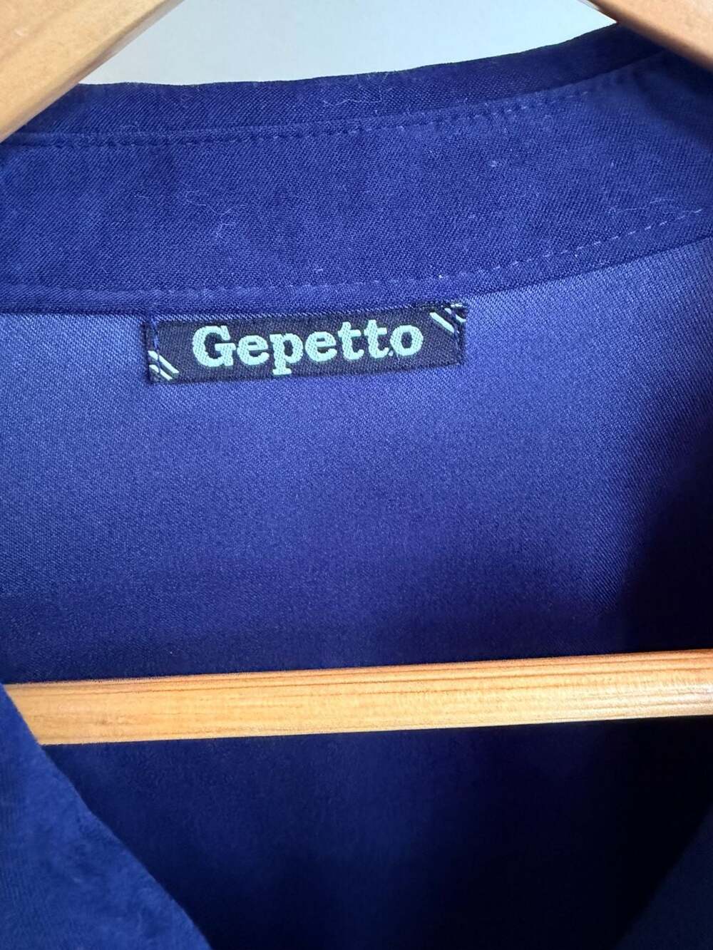 Gepetto Vintage Blue Suede Lace-Up Front Button Down Shirt Size M - Picture 6 of 6